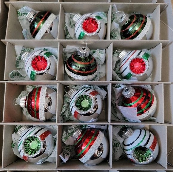 NEW 12 Christopher Radko Shiny Brite Glass Christmas Tree Ornaments. - Picture 3 of 9